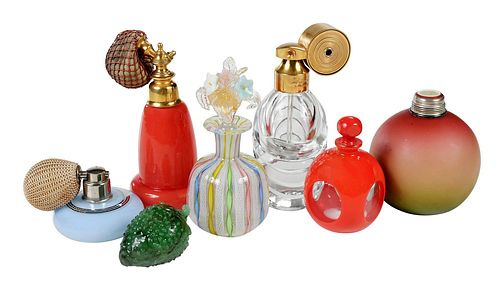 Seven Glass and Hardstone Perfumes and Atomizers