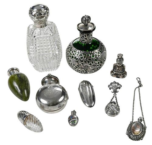 Ten Silver and Silver Mounted Perfumes