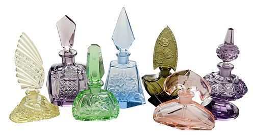 Seven Czech Cut Glass Perfumes