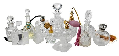 13 Clear Glass Perfumes and Atomizers