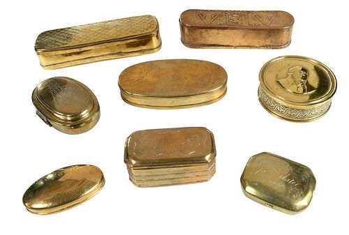 Nine Dutch and English Brass Boxes