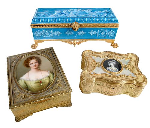 Three French Gilt Bronze Table Boxes