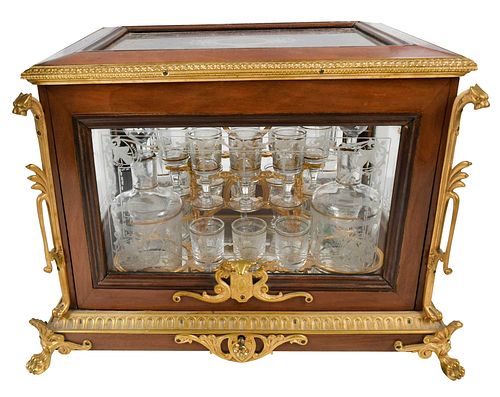 French Gilt Bronze and Acid Etched Glass Tantalus