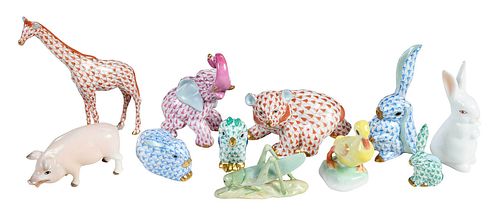 Group of 11 Herend Porcelain Animal Figures