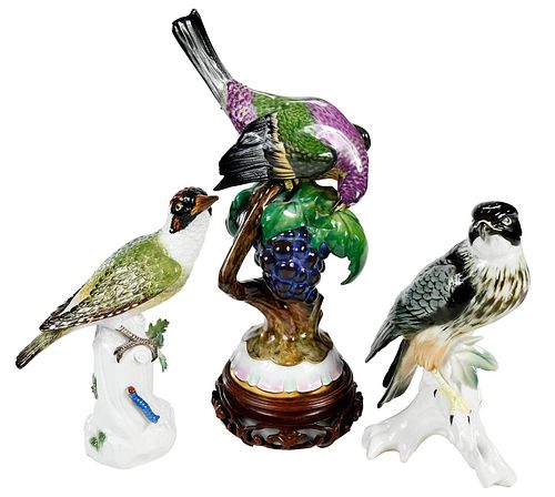 Three German Porcelain Birds