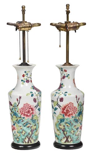 Two Chinese Export Vases Converted to Lamps