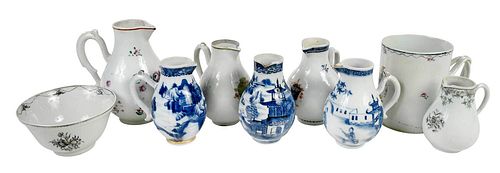 Group of Nine Chinese Export Porcelain Table Items
