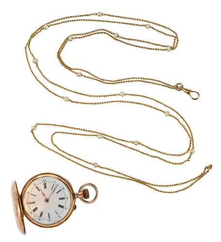 Dubois 18kt. Pocket Watch and 14kt. Fob Chain