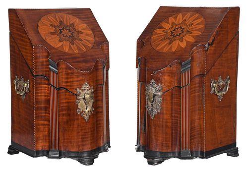 Fine Pair of Georgian Figured and Inlaid Knife Boxes
