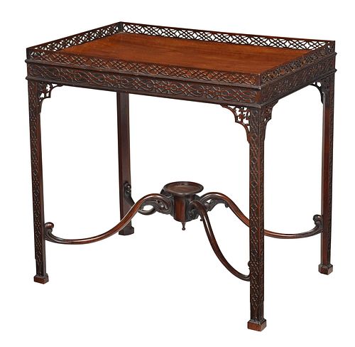 George III Carved Mahogany Fretwork Silver Table