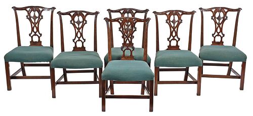 Fine Set Six Chippendale Style Mahogany Dining Chairs