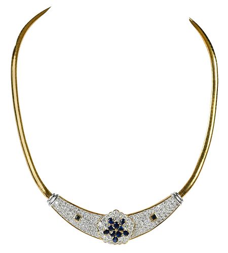 18kt. Diamond and Sapphire Necklace 
