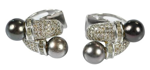 14kt. Pearl and Diamond Earrings 