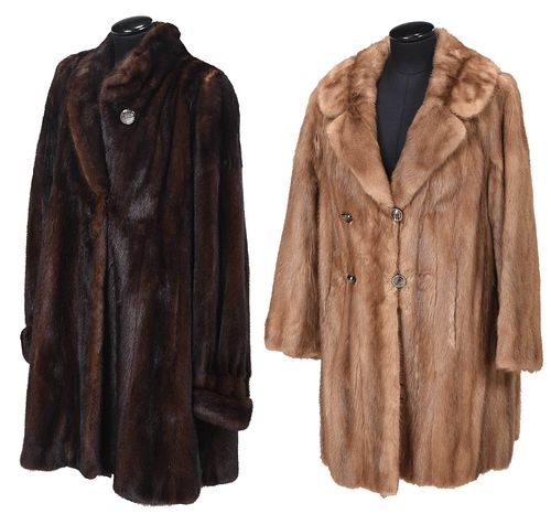 Two Mid Length Brown Mink Coats