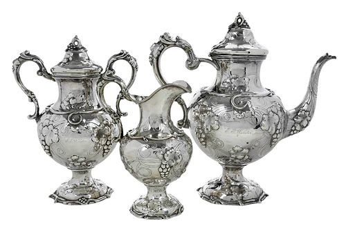 Three Piece Mitchell and Tyler Coin Silver Tea Service