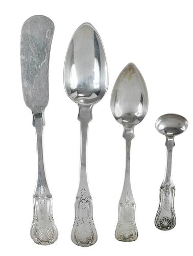 15 King's Style Coin Silver Flatware, Some Marquand