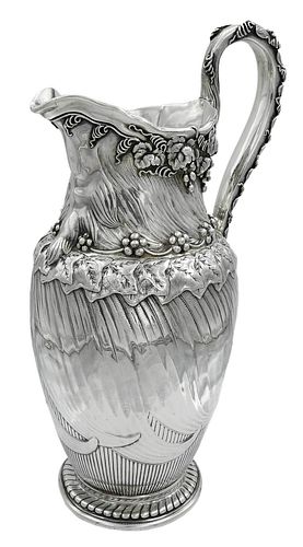 Bacchus and Grapevine Tiffany Sterling Water Pitcher