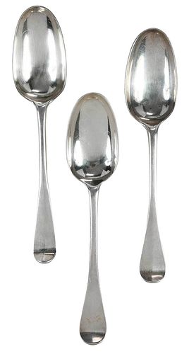 Three George II English Silver Spoons