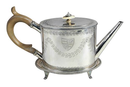 George III English Silver Tea Pot and Stand