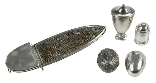 Five Silver Nutmeg Graters