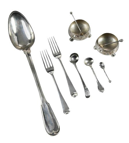 French Silver Stuffing Spoon with Nine Silver Items 