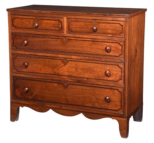 Southern Federal Inlaid Walnut Five Drawer Chest