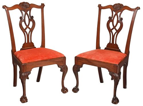 Fine Pair Philadelphia Chippendale Mahogany Side Chairs