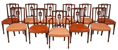 Assembled Set 11 New York Federal Carved Dining Chairs