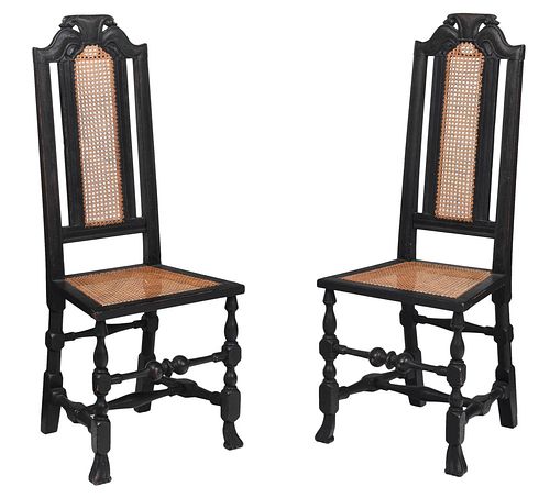 Very Rare Pair American William and Mary Side Chairs