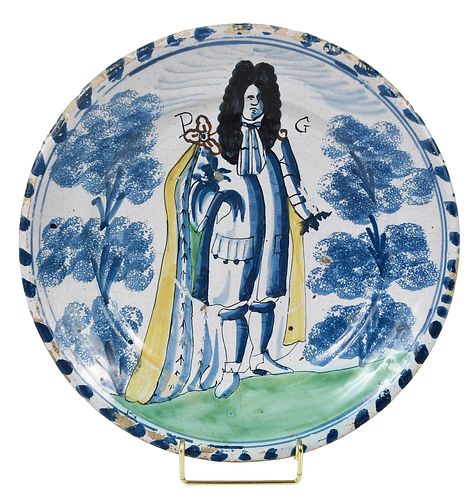 English Delftware 'Prince George' Portrait Charger