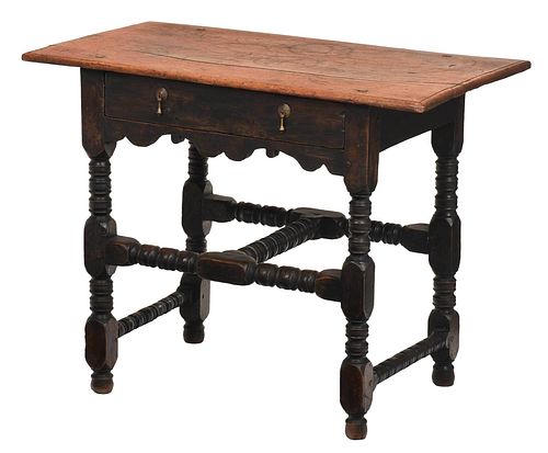 Rare Pilgrim Century Turned and Joined Oak Table