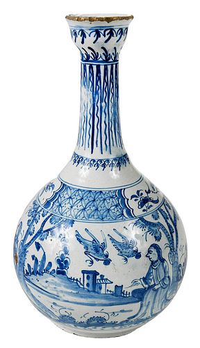 Liverpool Delftware Blue and White Bottle