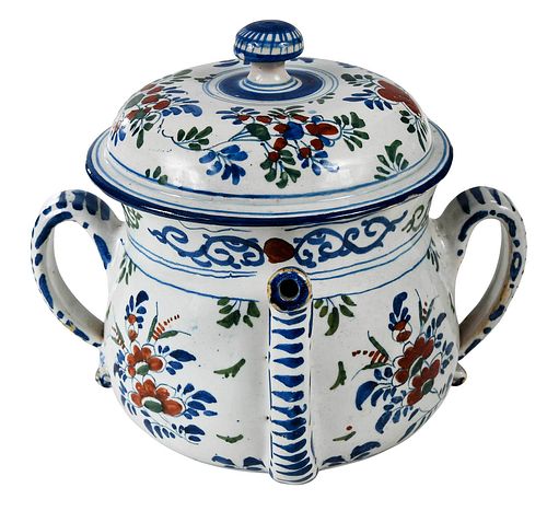English Delftware Polychrome Posset Pot