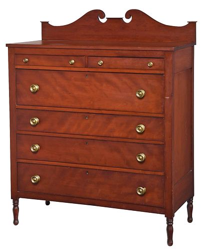 American Federal Figured Cherry Six Drawer Chest