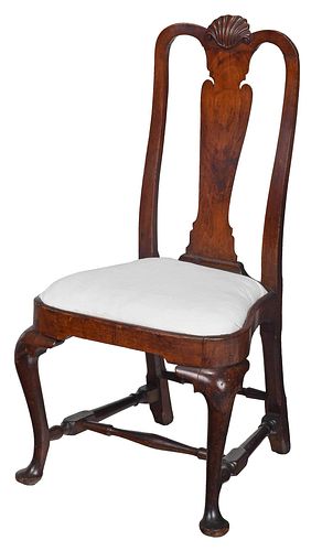American Queen Anne Walnut Shell Carved Side Chair