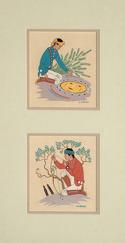 Harrison Begay [Haskay Yahne Yah], Two Silkscreen Prints