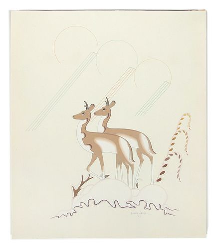 Gerald Nailor, Two Antelopes in the First Snow Fall, 1949