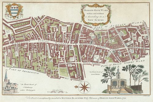 William Maitland, Bishops Gate Ward Within and Without According to a New Survey, 1754