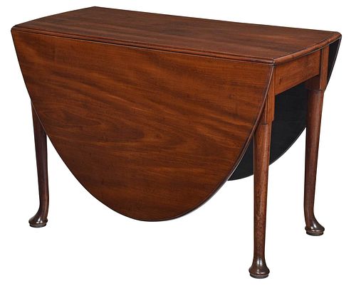 Queen Anne Figured Mahogany Oval Drop Leaf Table