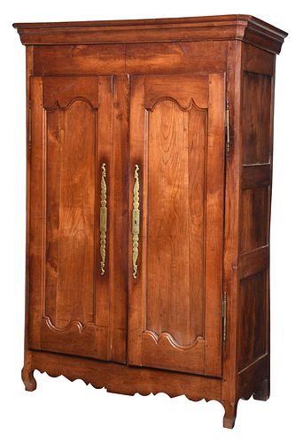 Provincial Louis XV Fruitwood Brass Mounted Armoire