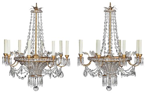 Fine Pair Swedish Neoclassical Style Chandeliers