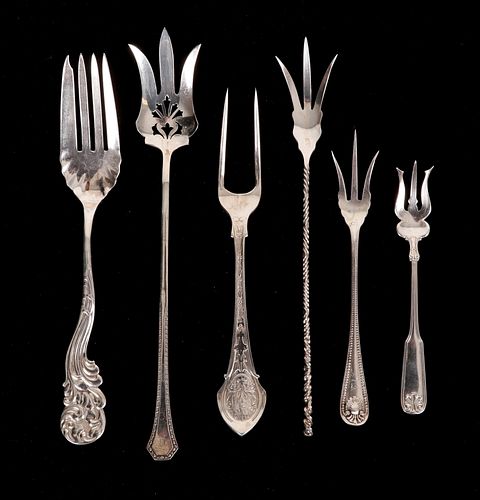 Six Sterling Silver Forks