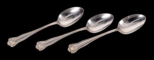 Three Newport Shell Sterling Silver Serving Spoons