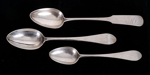 Three Early Coin Silver Spoons