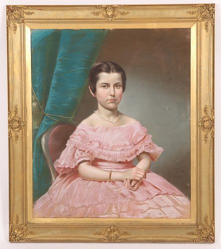 A 19th Century American School, Portrait Of A Girl