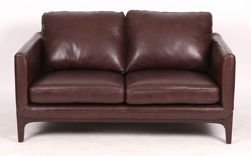 A Contemporary Leather Loveseat