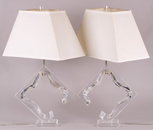 A Pair of Lucite Lamps by Van Teal 
