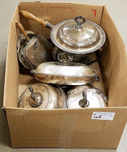 BOX SILVERPLATE SERVING PIECES