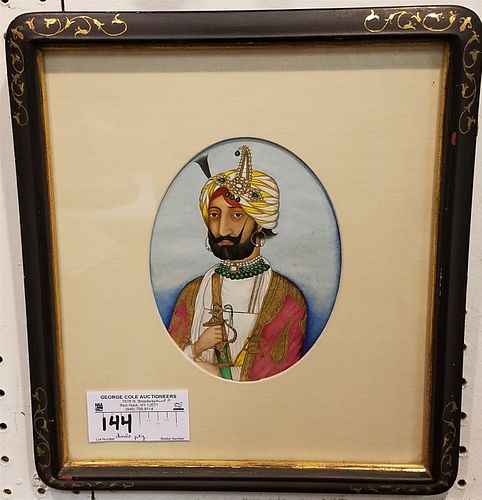 FRAMED INDO PAINTING OF A MAHARAJA. 7" X 5"