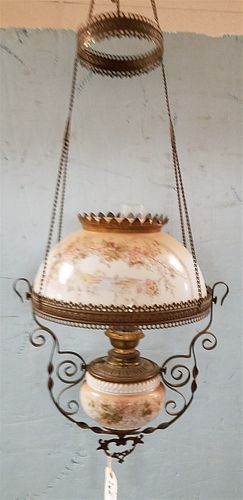 VICT. PULL DOWN HANGING OIL LAMP